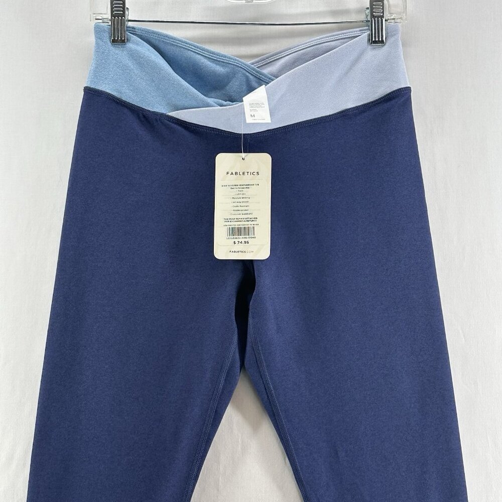 Fabletics Winn II Colorblock Crossover V-Waist 7/8 Leggings Women M Blue Heather - Picture 4 of 12